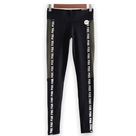 Victoria’s Secret PINK Cozy Ultimate Fleece Lined Olive Yoga Pocket Leggings NWT - Picture 2 of 13